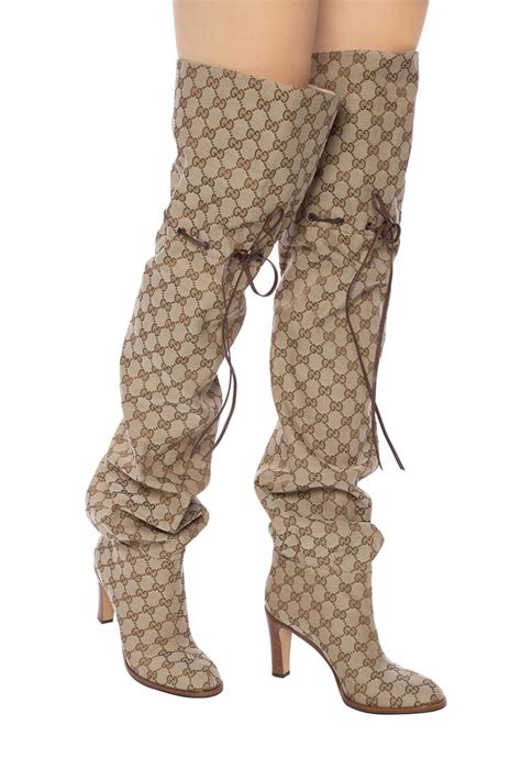 short brown gucci boots|gucci monogram thigh high boots.